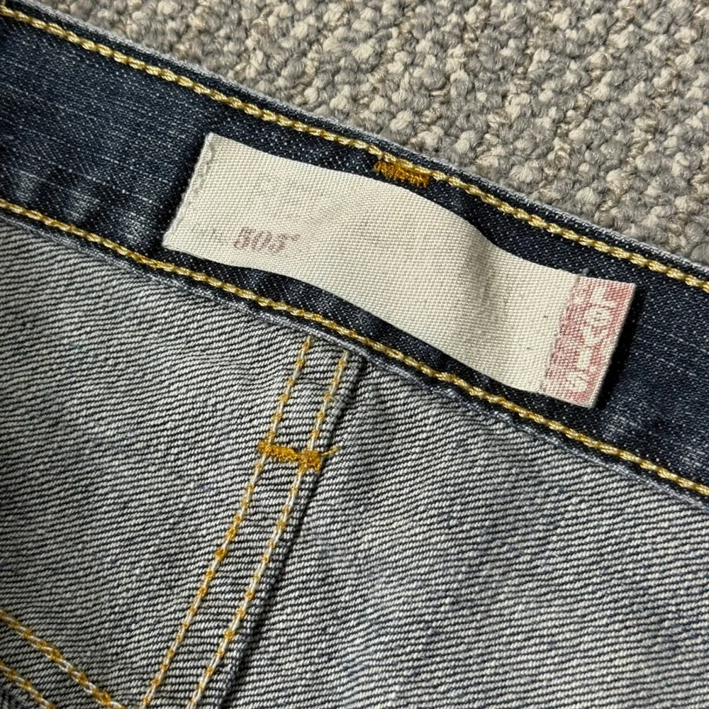 Levi's 505 Jeans Mens‎ 38x32 Straight Leg Blue Whiskered Fade Distressed Y2K